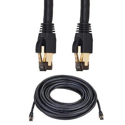 Cat8 Ethernet Cable RJ45 Shielded High Speed 40Gbps Internet Black Copper Lot - Image 1 of 4