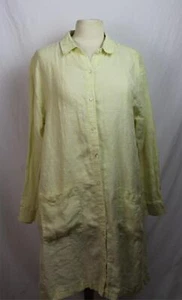 VESTIDO CAMISERO JNY JONES NEW YORK 100% LINO AMARILLO TALLA L USADO EN EXCELENTE ESTADO SF47 - Imagen 1 de 3