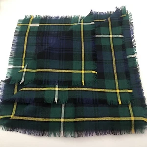 Vintage Campbell Argyll Light Weight Fabric Material Scarf 29”x29” Small Holes - Picture 1 of 9