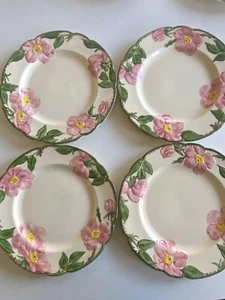 Juego de 4 platos de cena de postre franciscano de la década de 1940 de 9 1/2"" decorados a mano tal cual - Imagen 1 de 15