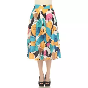 Damen Midirock Blattmuster Vintage ausgestellt - Bild 1 von 31