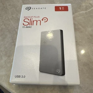 Seagate Backup Plus Slim 1TB External HD for Mac SRD00F1 USB 3.0 - Silver - Picture 1 of 4