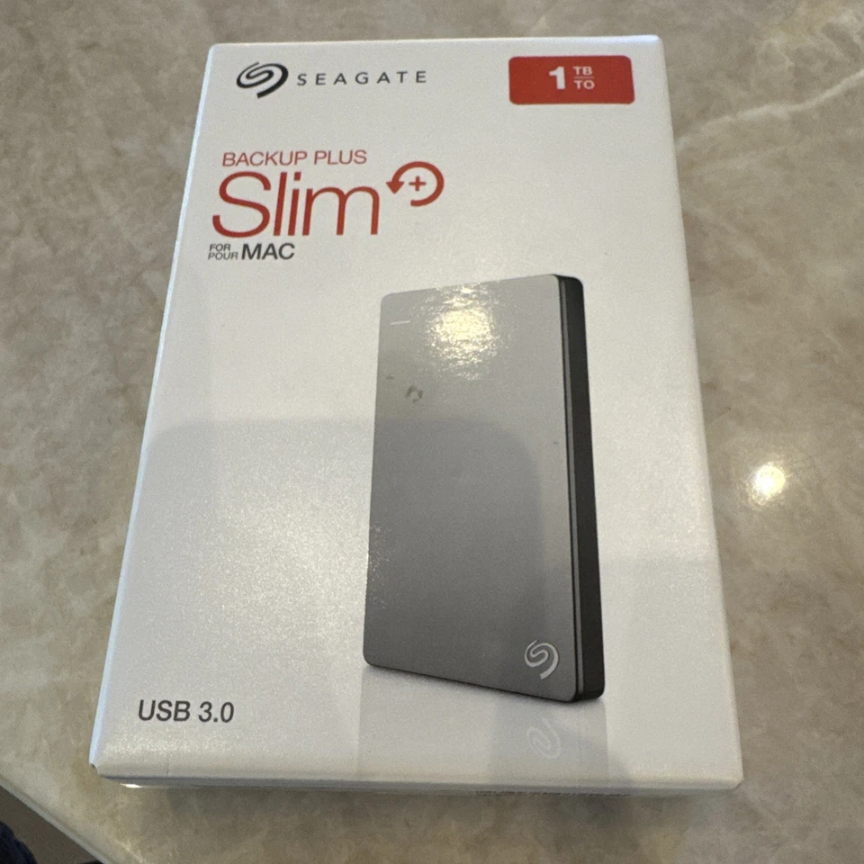 Seagate Backup Plus Slim 1TB External HD for Mac SRD00F1 USB 3.0 - Silver - Image 1 of 4