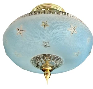 Antike 20er-30er Jahre Art Deco Jugendstil Bund Sterne blau Deckenleuchte Leuchte - Bild 1 von 24