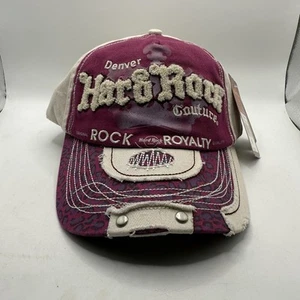Y2K Hard Rock Couture Mütze DENVER CO Magenta Creme Used bestickt Neu mit Etikett - Bild 1 von 7