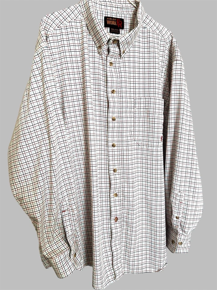 Ariat FR Shirt Mens Sz XXXL /T  Plaid Blue/Red Long Sleeve Button Up Workwear - Image 1 of 4