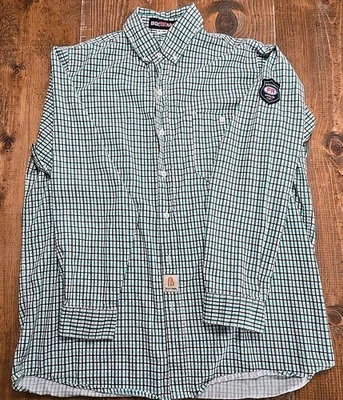 Bocomal FR Flame Resistant Shirt Mens Sz XL Long Green Tan Plaid Cat 2 NFPA 2112 - Image 1 of 4