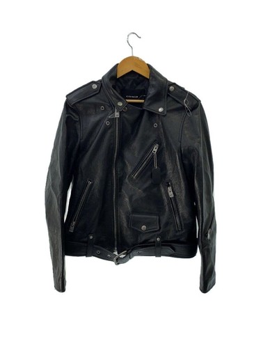 GIACCA COACH RIDERS DOPPIA XS PELLE DI MUCCA NERA COLLO SOLIDO CL359 usata