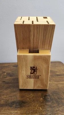 SABATIER Bloque de Cuchillo, Cuchillo de Madera Cubiertos Madera Natural Bloque de Almacenamiento - 8 Ranuras Foto 1 de 4