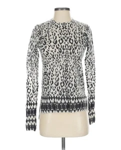 Rebecca Taylor Fuzzy Leopard Print Sweater Mohair Alpaca XS Lightweight - Picture 1 of 5