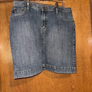 Z Cavaricci Denim Skirt Women's Size 16 Zip Button Classic Y2K - Picture 1 of 9