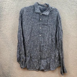 Polo Ralph Lauren camicia uomo 2XL lino blu paisley manica lunga abbottonata - Foto 1 di 10