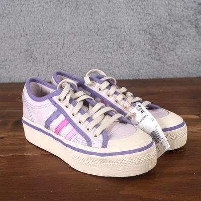 Adidas Shoes Womens 5 Kids 3.5-4 Purple Nizza Platform Sneakers Canvas - Image 1 of 4
