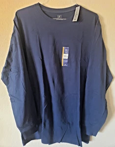 GEORGE HERREN XLT EINFARBIG DUNKELBLAU BAUMWOLLE LANGARM RUNDHALSAUSSCHNITT SUPER WEICH T-SHIRT - Bild 1 von 7