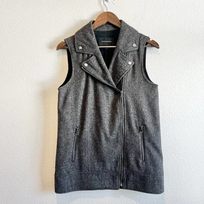 Chaleco Banana Republic Espiga Mezcla Lana Cremallera Mujer Talla Pequeña Gris Clásico Foto 1 de 4