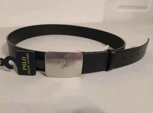 Polo Ralph Lauren cintura in pelle nera con placca uomo taglia 38 nuova con etichetta - Foto 1 di 5