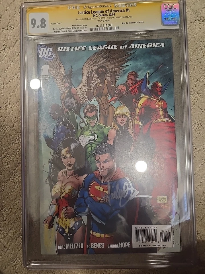 JUSTICE LEAGUE OF AMERICA #1 CBCS 9.8 WHITE PAGES   SIGNED BY MICHAEL TURNER - Image 1 of 1