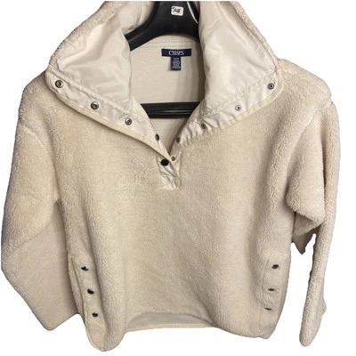 Pullover Chaps para mujer pequeño Petite Sherpa polar de gran tamaño acogedor marfil Foto 1 de 3