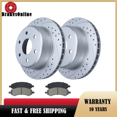 REAR Brake Rotors Pads for Chevrolet Silverado 1500 2001-2006 Slotted Brakes - Image 1 of 4