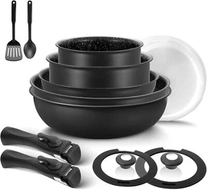 Induction Cookware Set 13 Piece with Removable Handles, Stackable Design - Picture 1 of 8