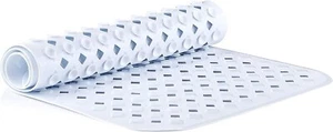 TranquilBeauty Non-Slip Shower Mat | Diamond Cut White 88x40cm With Suction Cups - Picture 1 of 7