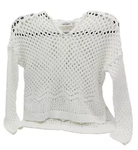 Abercrombie Kids Girls White Ivory Hooded Sweater Size Small (10) Loose Knit - Picture 1 of 6