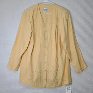 Jeffrey & Dara NWT Womens Sz 20 Subtle Yellow USA Made Light Blazer Jacket - Picture 1 of 16