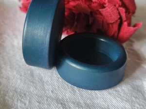 Duo gros boutons vintage bleu  gris mat trous bord  3,3 cm ref 3397 - Picture 1 of 4