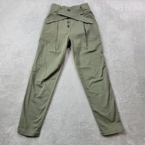 Pantalones ALC Krew para mujer 0 bolsa de papel verde oliva con cinturón botones de cintura alta - Imagen 1 de 12
