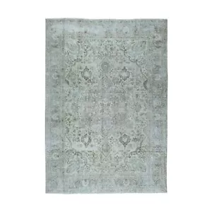 6'8"x9'6" Beige Vintage Worn Pile Hand Knotted Tribal Oriental Rug G52271 - Picture 1 of 6