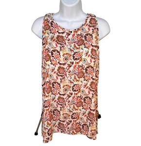 LOFT - Blusa sin mangas para mujer M rosa, blanca cachemira cabaña floral ojo de cerradura trasero - Imagen 1 de 10