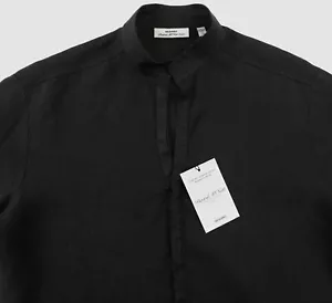 Camisa Para Hombre MURANO Negra 100% Lino Grande L NUEVA NUEVA CON ETIQUETAS NiCe! - Imagen 1 de 4