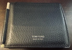TOM FORD Money Clip Lather Wallet Croco Embossed Card Case Holder Black - Picture 1 of 8
