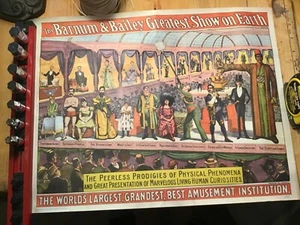 Póster de circo 1960 Barnum and Bailey Prodigies of Phenomena Freak Show - Imagen 1 de 8