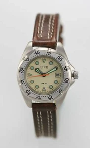 LIFE Watch Womens Stainless Silver Brown Leather 50m Date Battery Beige Quartz - Picture 1 of 3