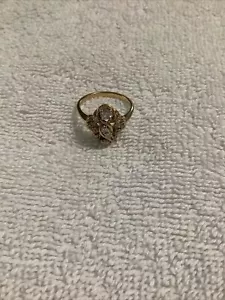 Antique 14K Gold Diamond Cluster Ring - Picture 1 of 12