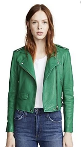 NWT Iro Ashville Emerald Green Leather Moto jacket FR 38 US 6 - Picture 1 of 11