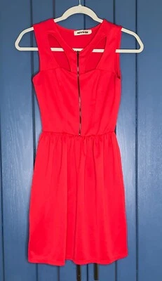 Retro Red Dress XS Small Cut Out Zippered Bodice Fit And Flare Flirty Playful - Image 1 of 4