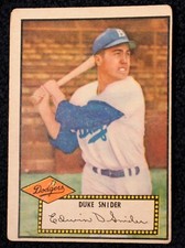1952 Topps Duke Snider #37 Brooklyn Dodgers Black Back VG