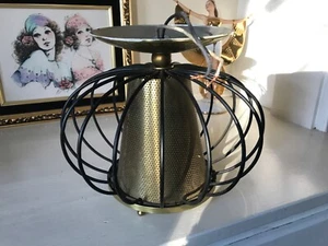 VTG MCM UNDERWRITER LIGHTOLIER Pendant chandelier brass/black pinhole stars DECO - Picture 1 of 11