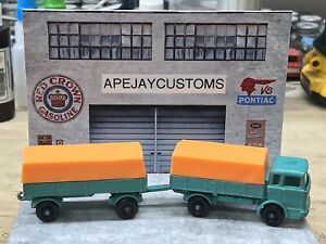 Vintage Lesney Matchbox No. 1 & No. 2 Mercedes Truck And Trailer with new canopy