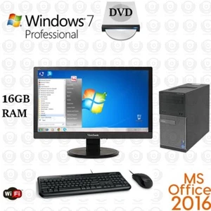 Fast Dell Desktop Computer PC Core i3 1TB 8GB 23" WiFi Windows 7 32bit Office16 - Picture 1 of 2