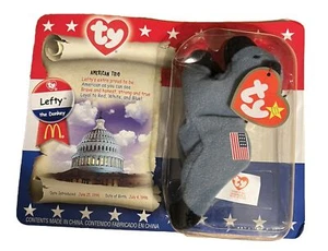 Vintage Ty Beanie Baby Lefty The Donkey 2000 Neu mit Etikett - Bild 1 von 2