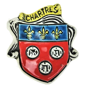 Chartres France Coat of Arms Trinket Pin Tray Ceramic French Souvenir - Picture 1 of 3