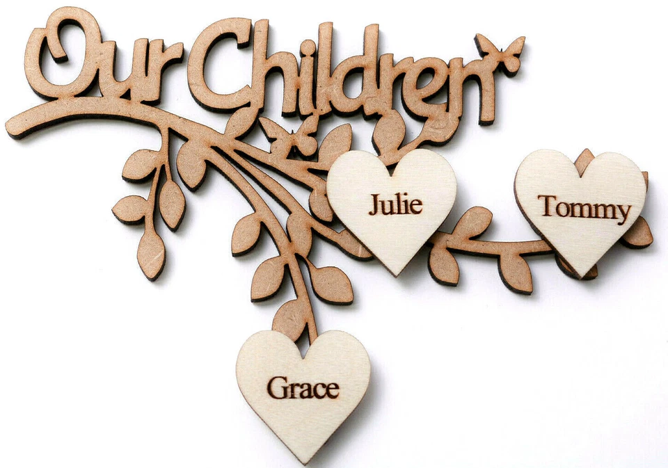 AMBROSIA CRAFTS Forma de marco de árbol genealógico de rama de madera con corazones personalizados