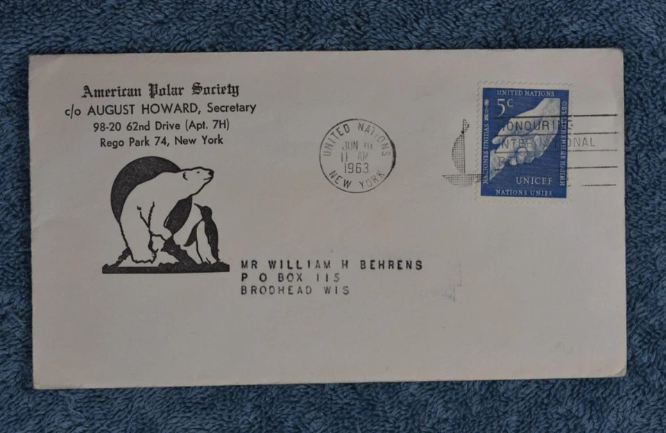 1963 American Polar Society Cover With UN Stamp + Slogan Cancel - Image 1 of 1