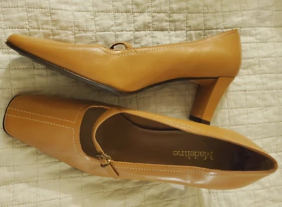 Zapatos para mujer Madeline 8M marrón tostado correa de cuero Mary Jane tacón bloque Foto 1 de 4