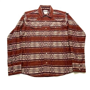 Ariat Western Shirts Mens Small Red Beige Aztec Long Sleeve Retro Fit Button Up - Picture 1 of 12