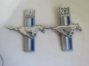 Vintage Pair of Original 1967 1968 Ford Mustang 289 Fender Emblems - Picture 1 of 8