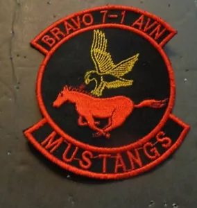 US ARMY AVIATION PATCH, B CO. 7TH BN, 1ST AVIATION REGIMENT, MUSTANGS - Bild 1 von 1